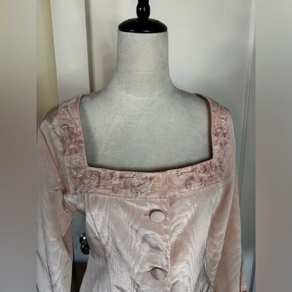 Vintage 90’s Victoria’s Secret Blazer Blush Pink Sexy Suit Jacket Beaded - Picture 3 of 16